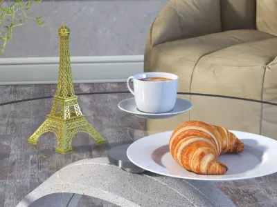  Parisian Breakfast with Croissant and Coffee 