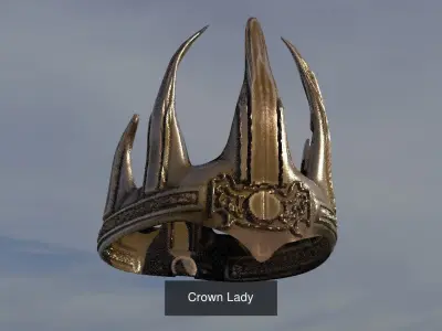 Crown Fantasy Angel statues 3D Model Pack