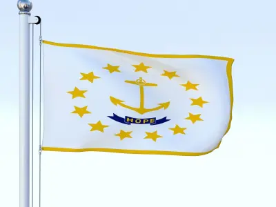 Animated Rhode Island Flag Low-poly 3D model