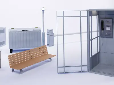 Urban street assets - props pack - 3ds max corona Low-poly 3D model