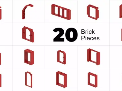 TwindBricks3D - 20 Door Frame  collection 3D print model
