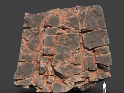 Low poly Desert Cracked Modular Rock 220106 Low-poly 3D model