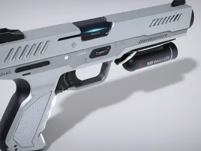 Futuristic Smart Pistol with Cyber Aesthetic Low-poly 3D model