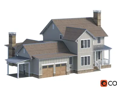 FREE American Craftsman Bungalow - Mid-Poly PBR Two-Story House Free 3D model