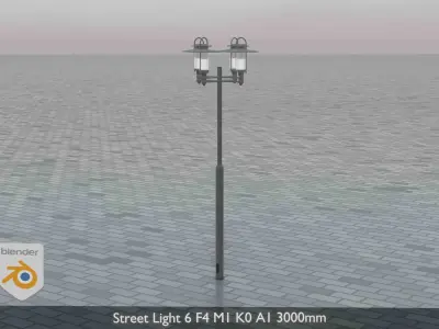 Street Light 6 F4 M1 K0 A1 3000mm  Low-poly 3D model