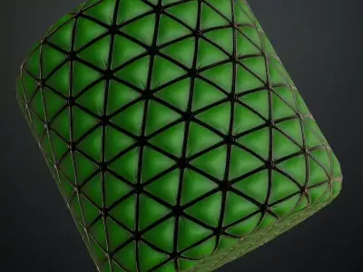 Dark Green Padded Triangular Wall Panel PBR Seamless Texture