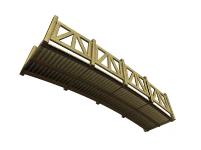 Wooden Bridge Outdoor Environment Furniture 3D model