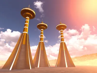 SciFi Desert Tower Low-poly 3D model