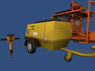 Construction site props Low-poly 3D model