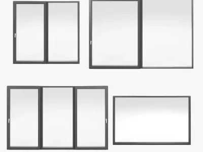 Balcony Door and Windows 01 3D model