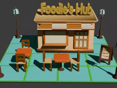 Low Poly Shop 3D Model Low-poly 3D model