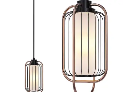 trynity pendant light with cage and glass 3D model