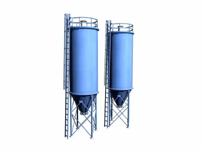 Chemical Silos Low Poly 3d Model Low-poly 3D model
