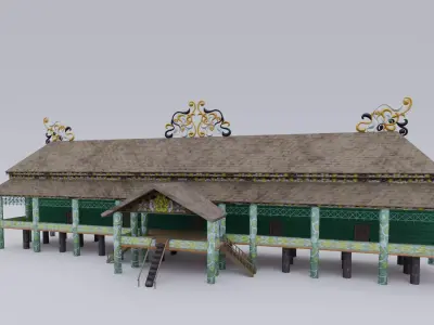 Traditional Houses Rumah Lamin Low-poly 3D model