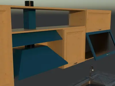 Kitchen counter with sink and oven Free 3D model