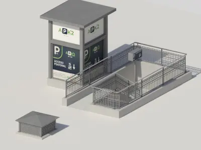 Underground entrance to the parking with stairs and elevator 3D model