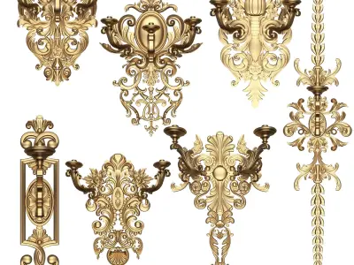 Classic Wall Chandelier Collection Low-poly 3D model