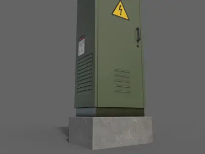 PBR Electric Box DarkGreen V2 Low-poly 3D model