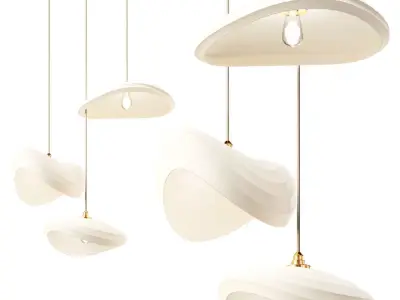 Scandinavian Minimalist LED chandelier Wabi Sabi in cream style 3D model