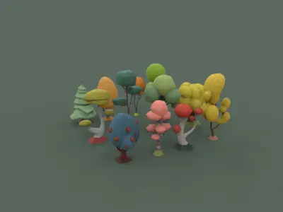 Low Poly tree collection Low-poly 3D model