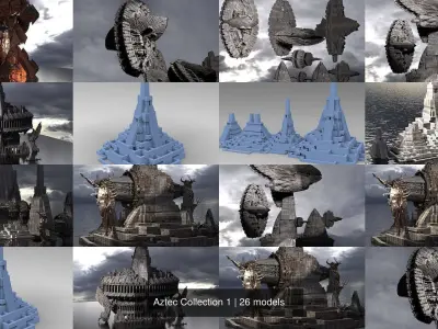 Aztec Collection 1 futuristic looking cross 3D Model Pack