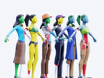 Low Poly Zombies - Animated and Rigged Low-poly 3D model