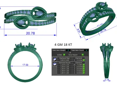 Women Ring  Render 3dm STL OBJ FBX Details 3D print model 371