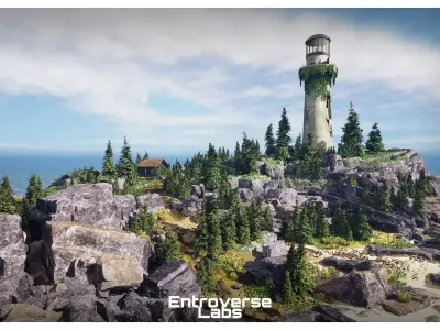 Abandoned Lighthouse Island - Unreal Engine  Low-poly 3D model