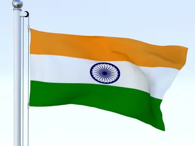 Animated India Flag Low-poly 3D model