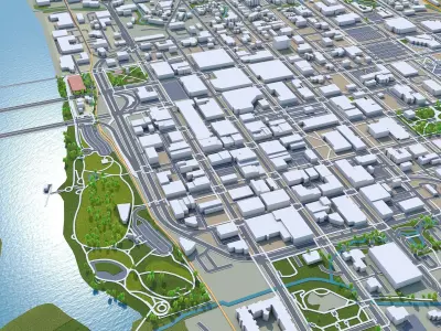 Salem Oregon USA 50km Low-poly 3D model