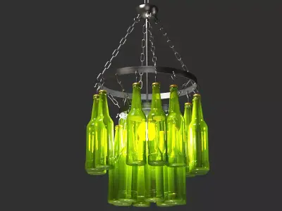 Chandelier made with green bottles 3D model