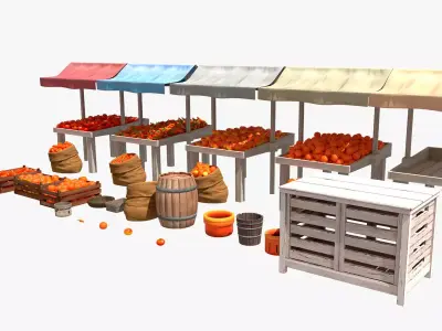 Marketplace - Old Shop - Cartoon Style Low-poly 3D model