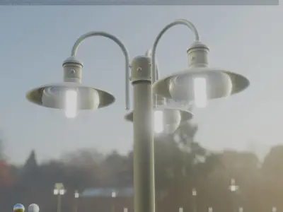 Street Light -7- Basic Version -3 Lamp-  Low-poly 3D model