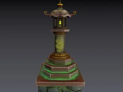 Japanese Lantern gameready stylized Low-poly 3D model