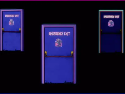 Neon Emergency Exit Low-poly 3D model