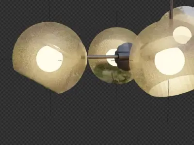 Black Glass Linear Chandelier 3D model