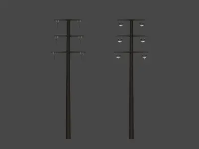 German Countryside Electricity Pylon Low-poly 3D model