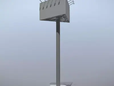 Billboard Three Sided with Metal Pole High-Poly 3D model