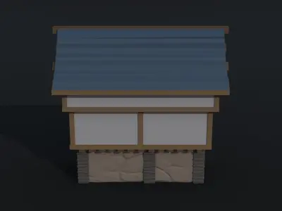Cartoon medieval house 5 Polygonal Style Low-poly 3D model