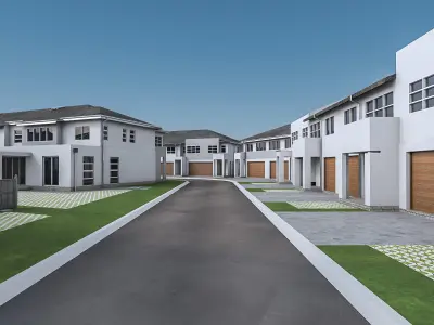 Neighborhood Houses 02 Low-poly 3D model