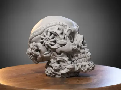 Robot Skull Headphone Stand Cyborg Headset Stand 3D print model order