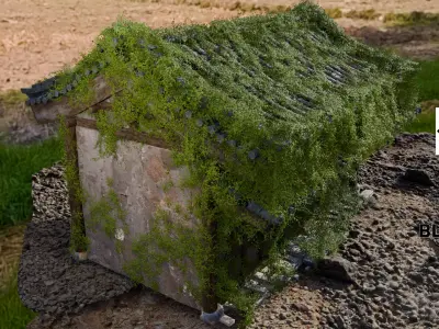 Games Old Abandoned House with Ivy Vegetation Low-poly 3D model