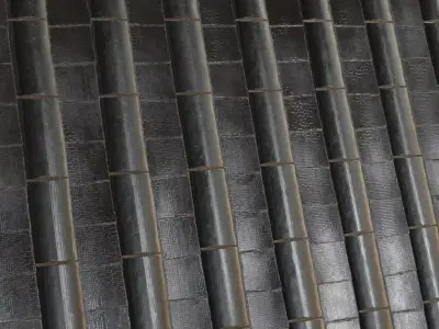Glossy Obsidian Stacked Convex Tiles PBR Seamless Texture