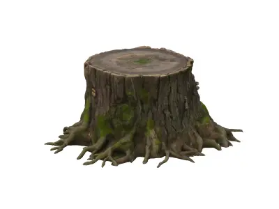 Realistic Tree Stump with Roots 3D model