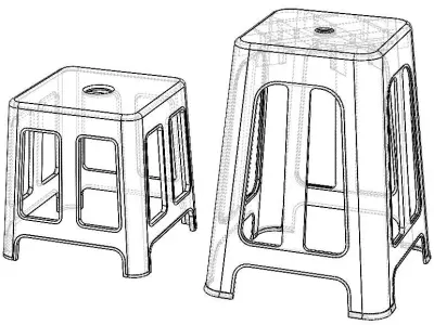 Blue Plastic Stool 3D model