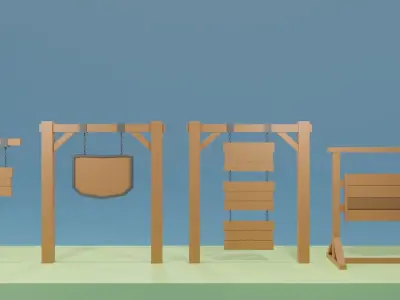 3D Low Poly Medieval Sign Pack Low-poly 3D model