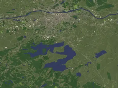 Manchester New Hampshire USA in 20 km x 20 km - city and urban 3D model