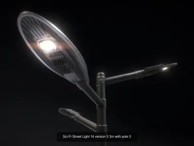 Sci-Fi Street Light 14 with pole 3 3D Model Pack