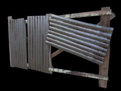 Wooden Fence With Iron Sheet Low-poly 3D model