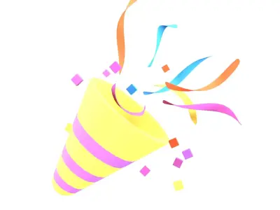 Party Popper v2 001 Low-poly 3D model